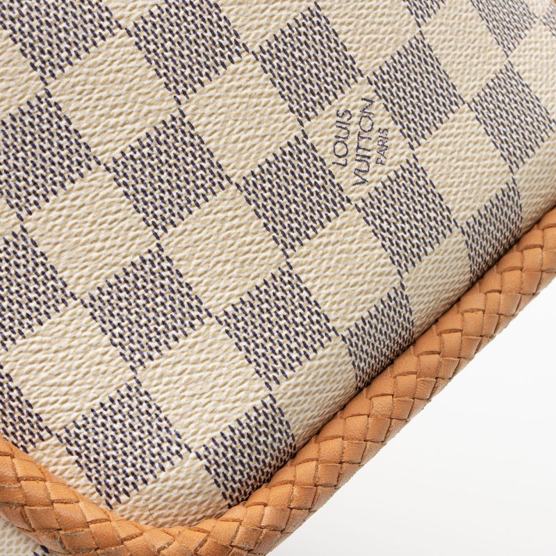 Louis Vuitton Damier Azur PVC Clutch Wristlet Beige 6.3x4.7 Inches with Chain Strap - Image 15