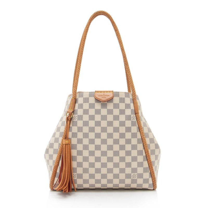 Louis Vuitton Damier Azur PVC Clutch Wristlet Beige 6.3x4.7 Inches with Chain Strap