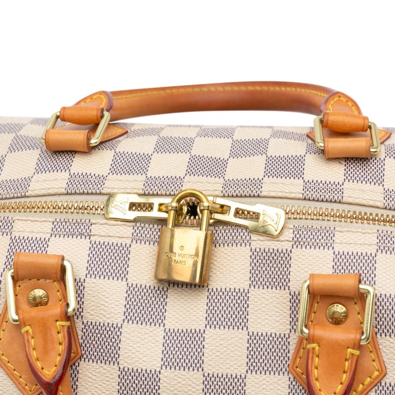 LOUIS VUITTON Damier Azur Speedy Bandouliere 35 Hand Bag N41002 LV Auth 39036 - Image 9