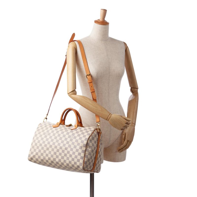 LOUIS VUITTON Damier Azur Speedy Bandouliere 35 Hand Bag N41002 LV Auth 39036 - Image 5