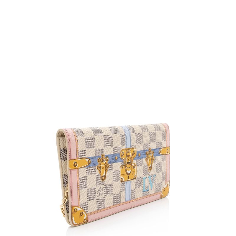 Louis Vuitton Damier Azur Summer Trunk Pochette Weekend Crossbody Bag (SHF-6YST27)