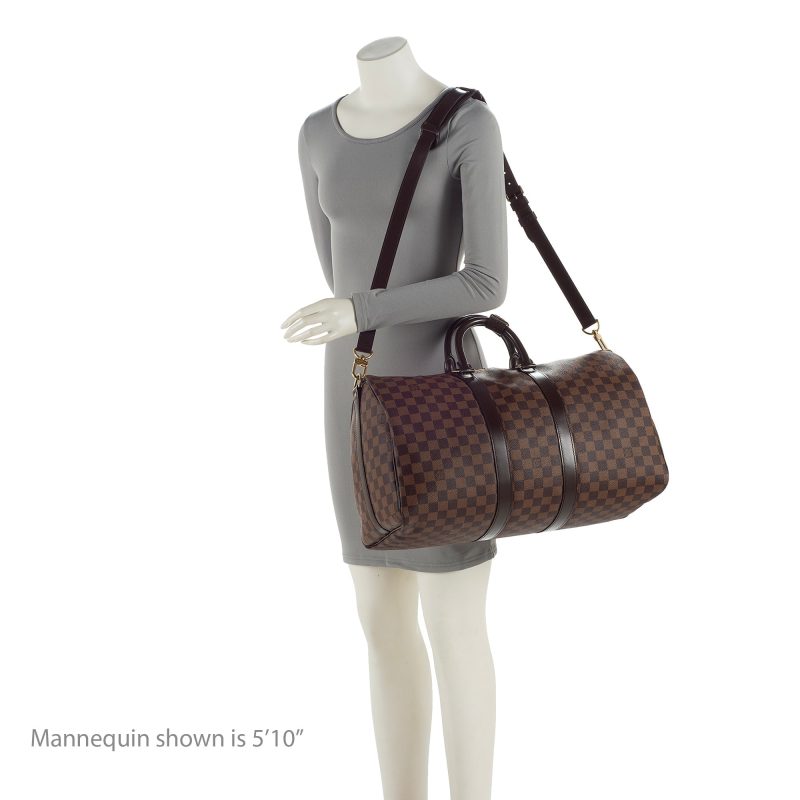 Louis Vuitton Damier Ebene Keepall Bandouliere 45 Duffel Bag (SHF-22790) - Image 4