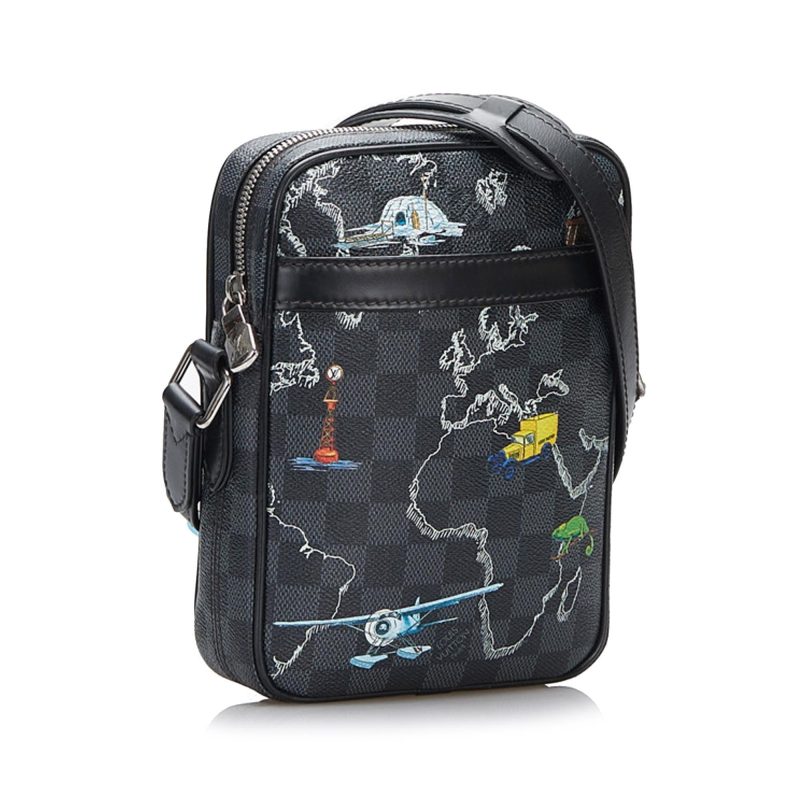 Louis Vuitton Damier Graphite Renaissance Map Danube Slim PM (SHG-sFyJon)