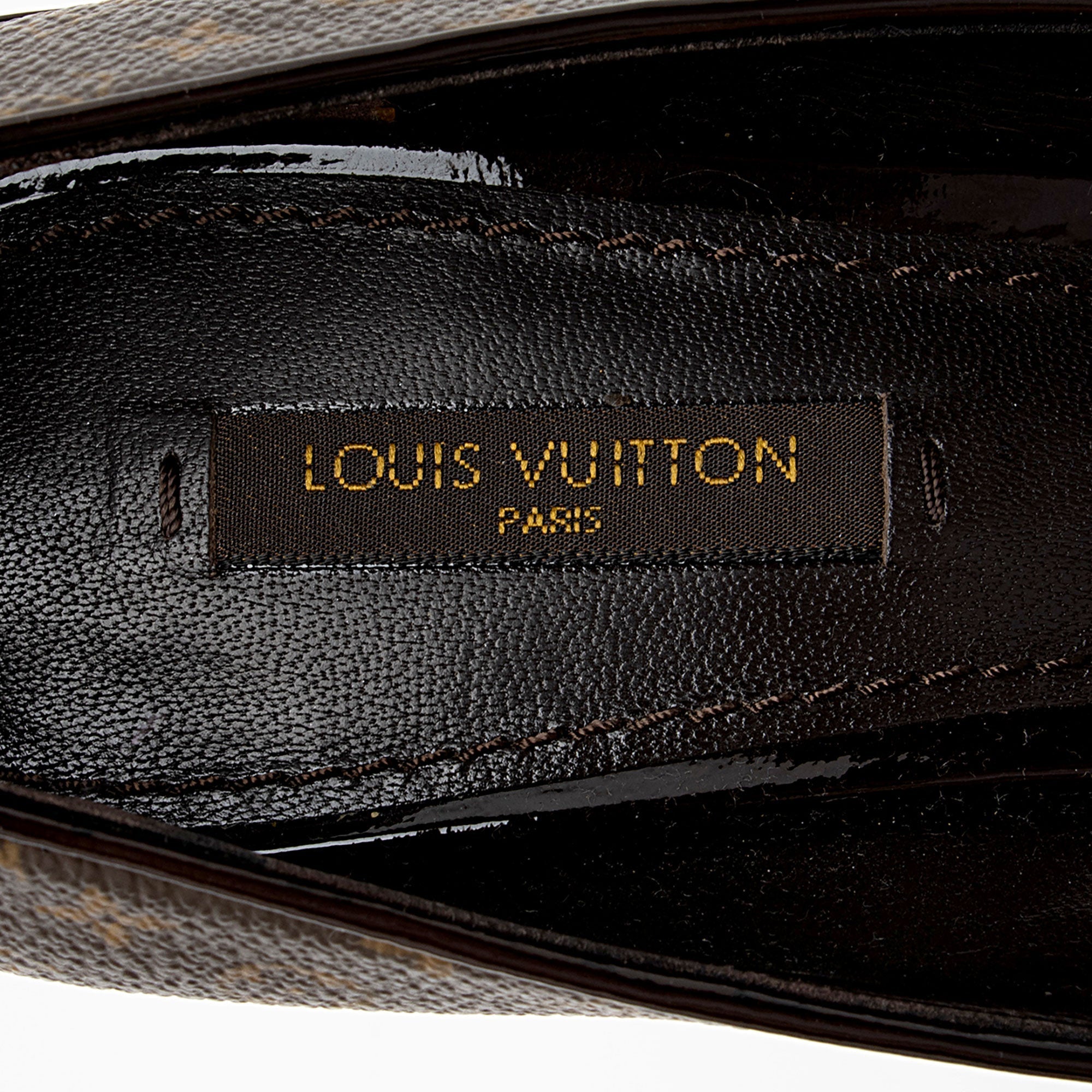 Louis Vuitton Monogram Canvas Cork Rivoli Peep Toe Platform Pumps - Size 8 / 38 (SHF-AnjXgu) - Image 7