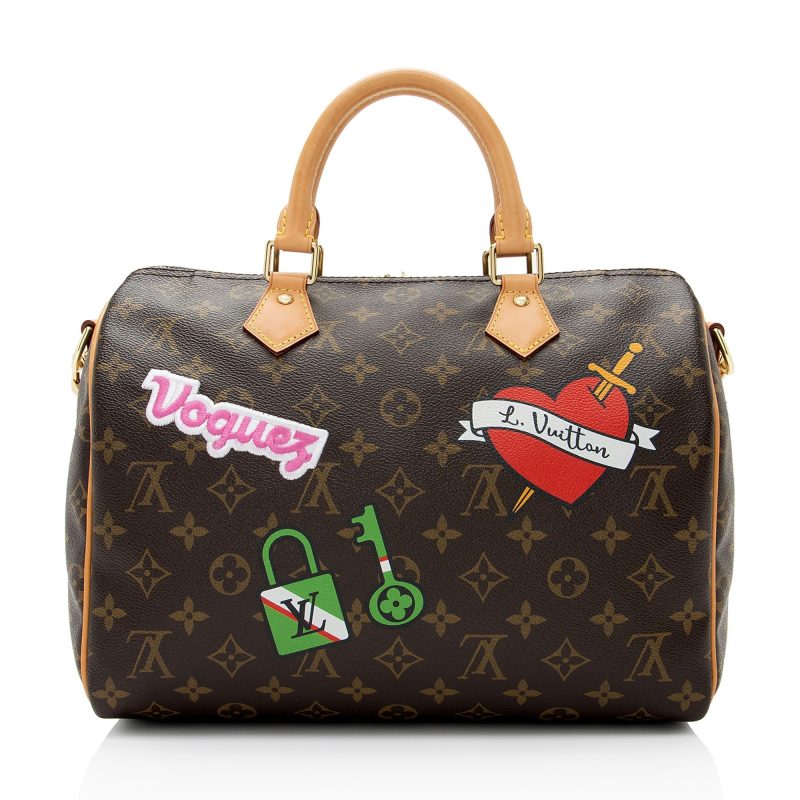 Louis Vuitton Monogram Canvas Patches Speedy Bandouliere 30 Satchel (SHF-Vfe38r) - Image 2