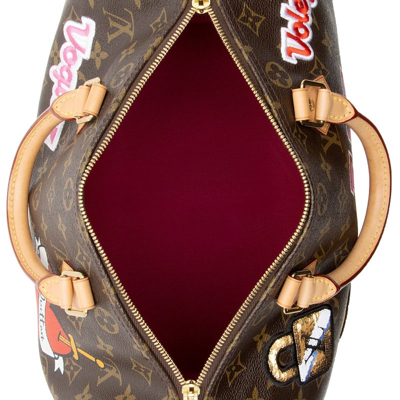 Louis Vuitton Monogram Canvas Patches Speedy Bandouliere 30 Satchel (SHF-Vfe38r) - Image 6