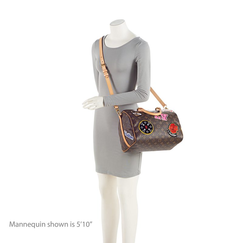 Louis Vuitton Monogram Canvas Patches Speedy Bandouliere 30 Satchel (SHF-Vfe38r) - Image 4