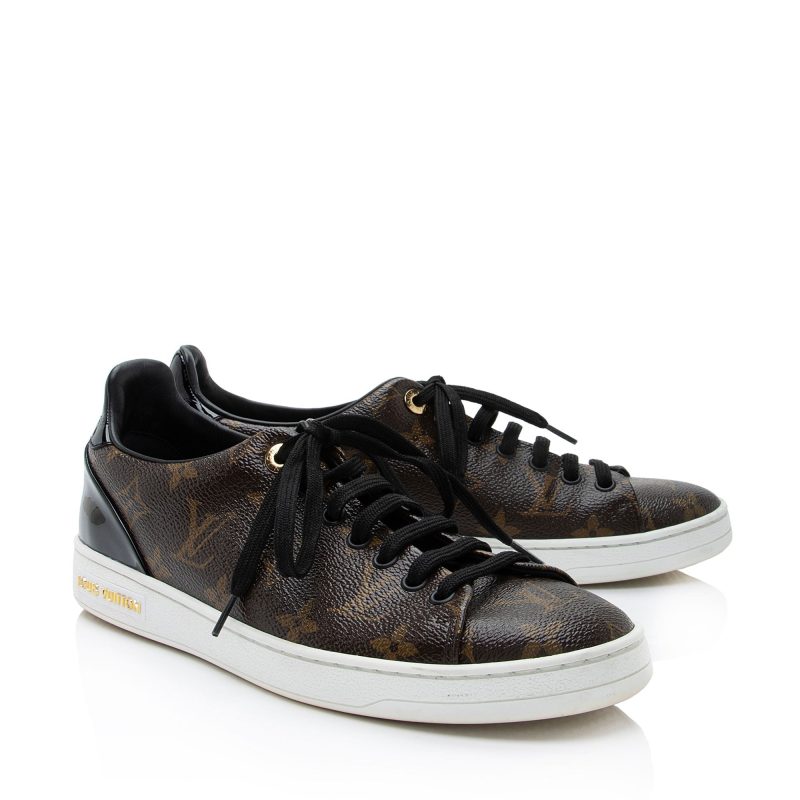 Louis Vuitton Monogram Canvas Patent Leather Front Row Sneakers - Size 8.5 / 38.5 (SHF-xaOyH3)