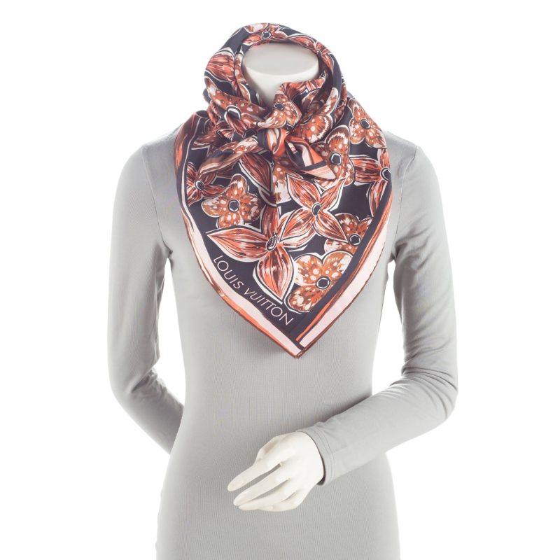 Louis Vuitton Silk Fleur de Monogram 90cm Scarf (SHF-4z6rYY) - Image 2