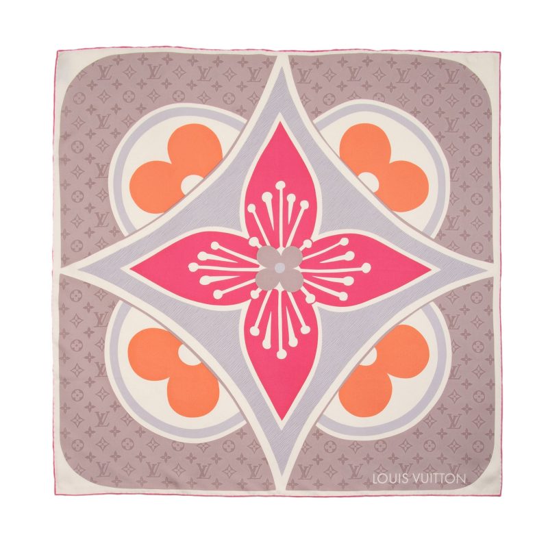 Louis Vuitton Silk Monogram Flowers 70cm Scarf (SHF-p4VJLX) - Image 4