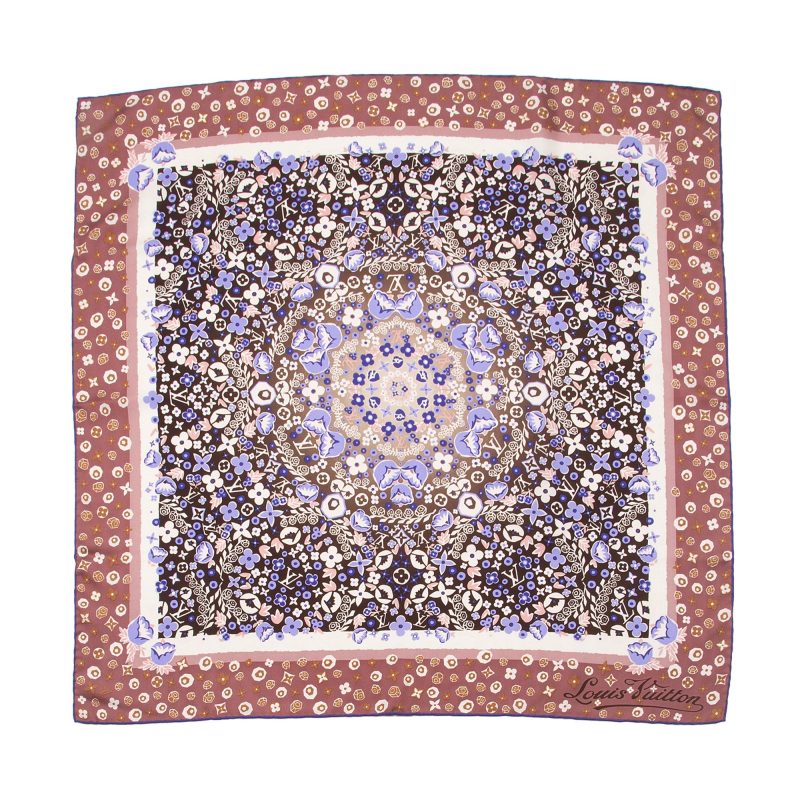 Louis Vuitton Silk Monogram Lily 70cm Scarf (SHF-Lfy5rp) - Image 4