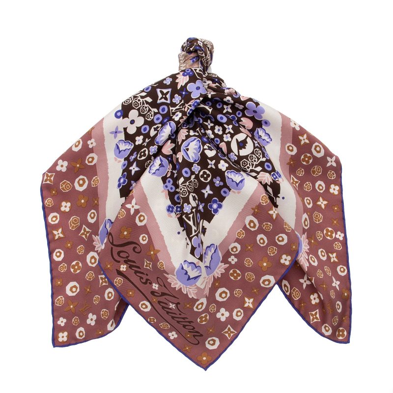 Louis Vuitton Silk Monogram Lily 70cm Scarf (SHF-Lfy5rp)