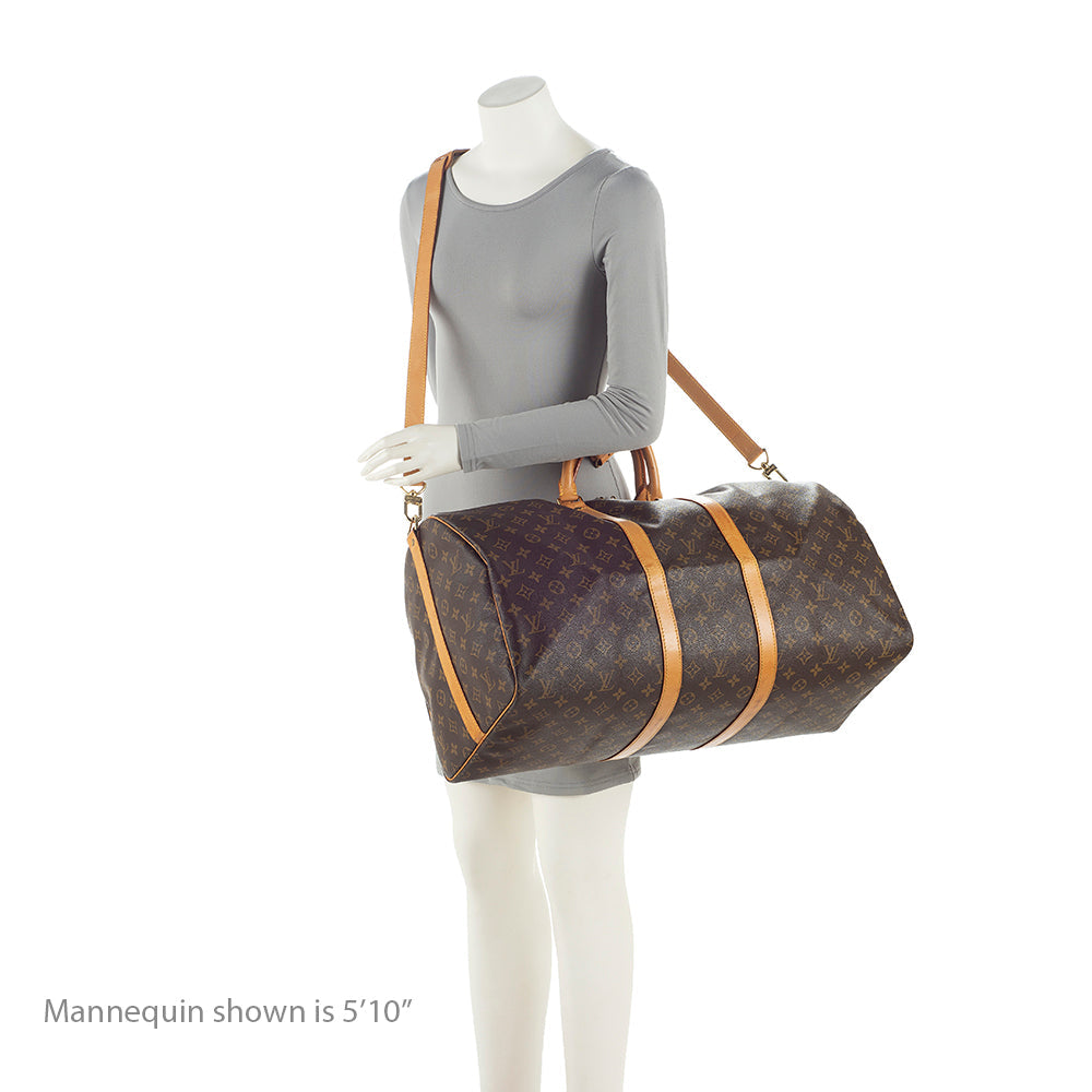 Louis Vuitton Vintage Monogram Canvas Keepall Bandouliere 55 Duffle Bag (SHF-21161) - Image 4
