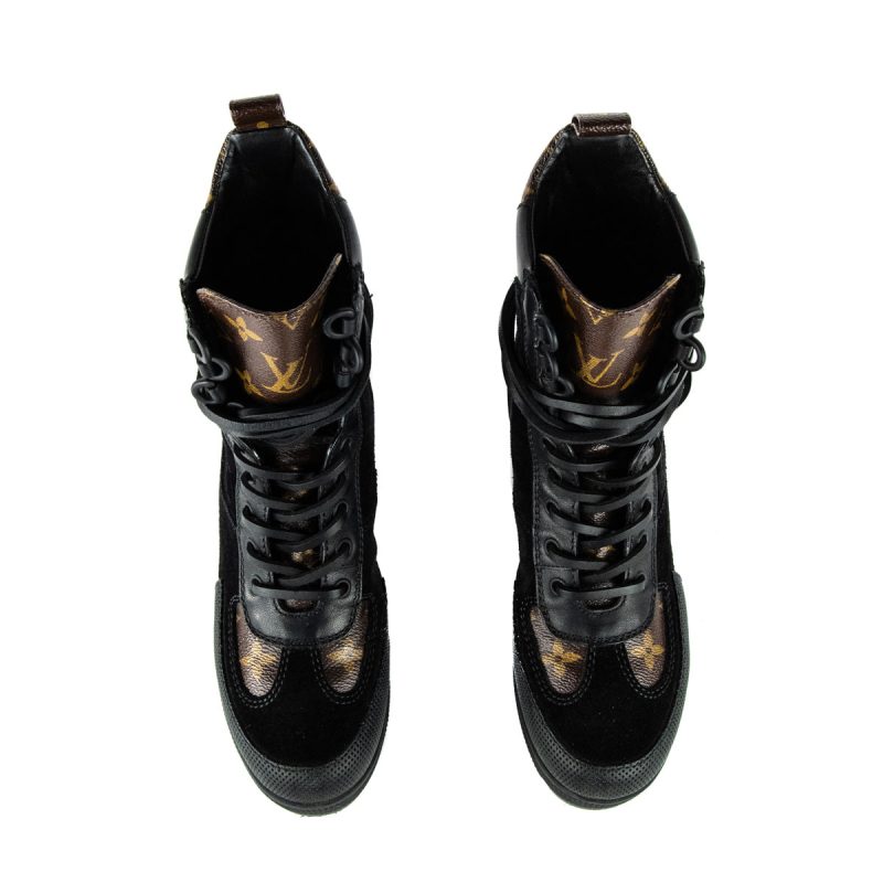 Louis Vuitton Black Suede High Top Wedge Sneakers Size US 11 | EU 41 - Image 3