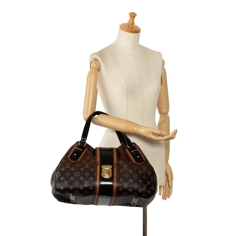Brown Louis Vuitton Monogram Monceau 28 Satchel - Image 9