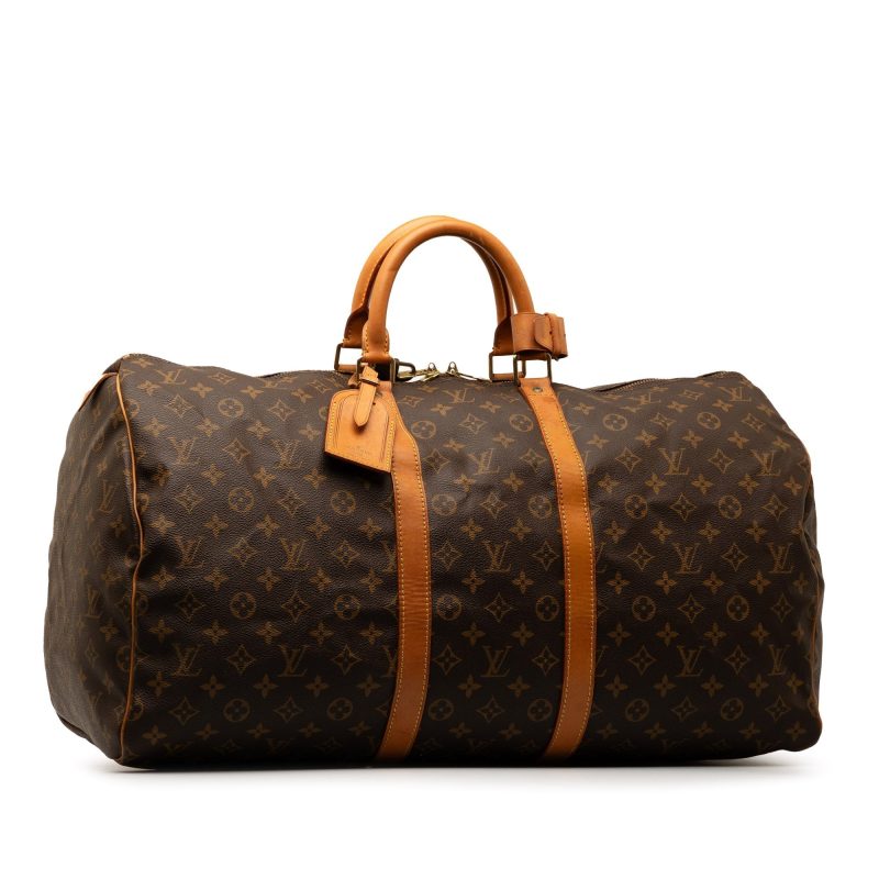 Brown Louis Vuitton Monogram Keepall 55 Travel Bag - Image 2