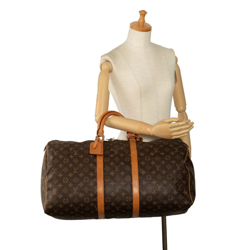 Brown Louis Vuitton Monogram Keepall 55 Travel Bag - Image 20