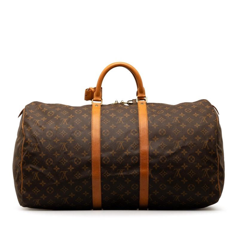 Brown Louis Vuitton Monogram Keepall 55 Travel Bag - Image 3