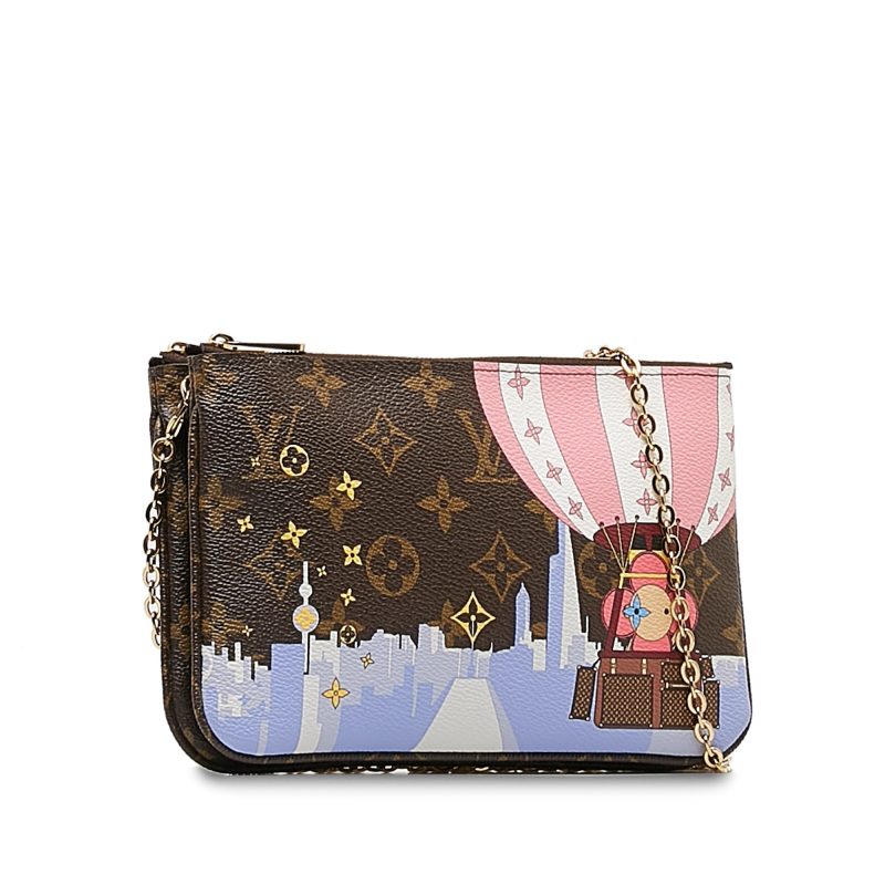 Brown Louis Vuitton Monogram Double Zip Pochette Illustre Vivienne Shanghai Crossbody Bag - Image 2