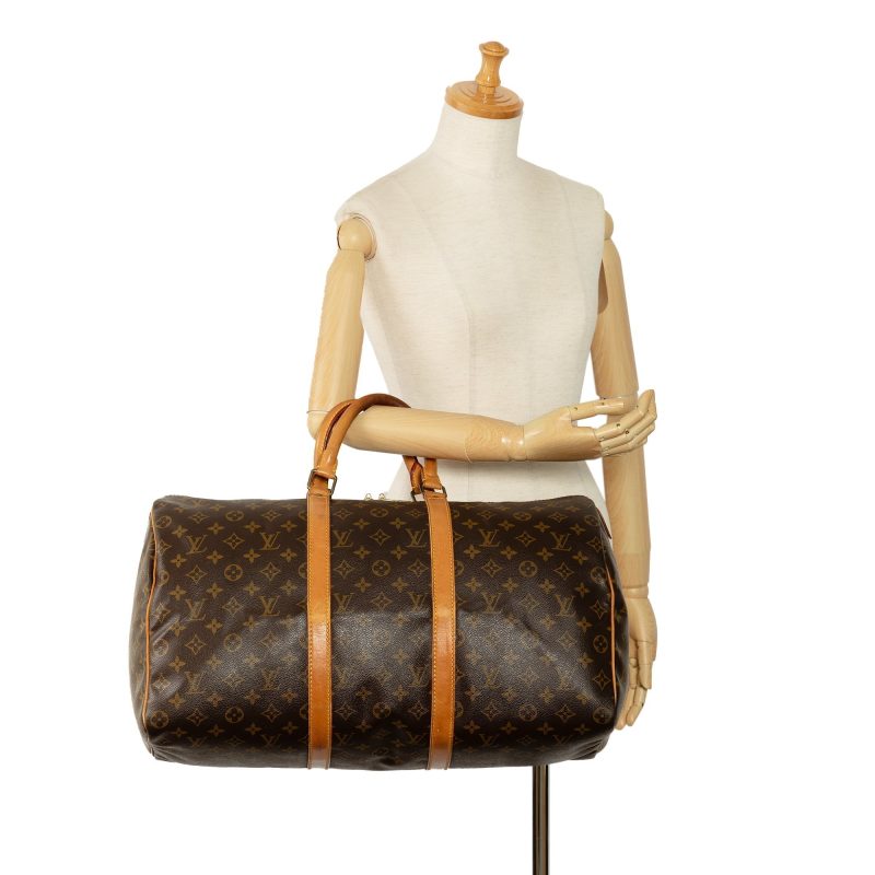 Brown Louis Vuitton Monogram Keepall 50 Travel Bag - Image 13