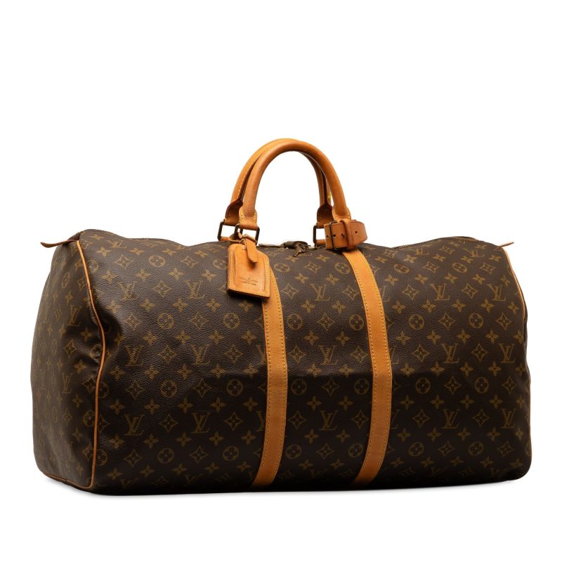 Brown Louis Vuitton Monogram Keepall 55 Travel Bag - Image 2