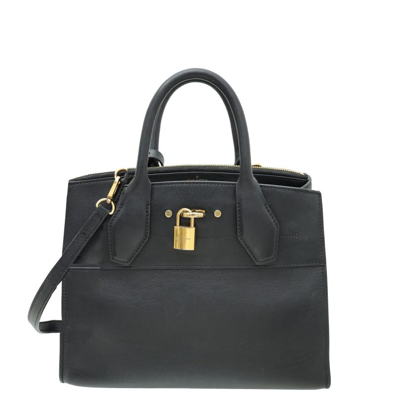 Louis Vuitton Black City Steamer Smooth Calfskin & Epi Leather Handbag