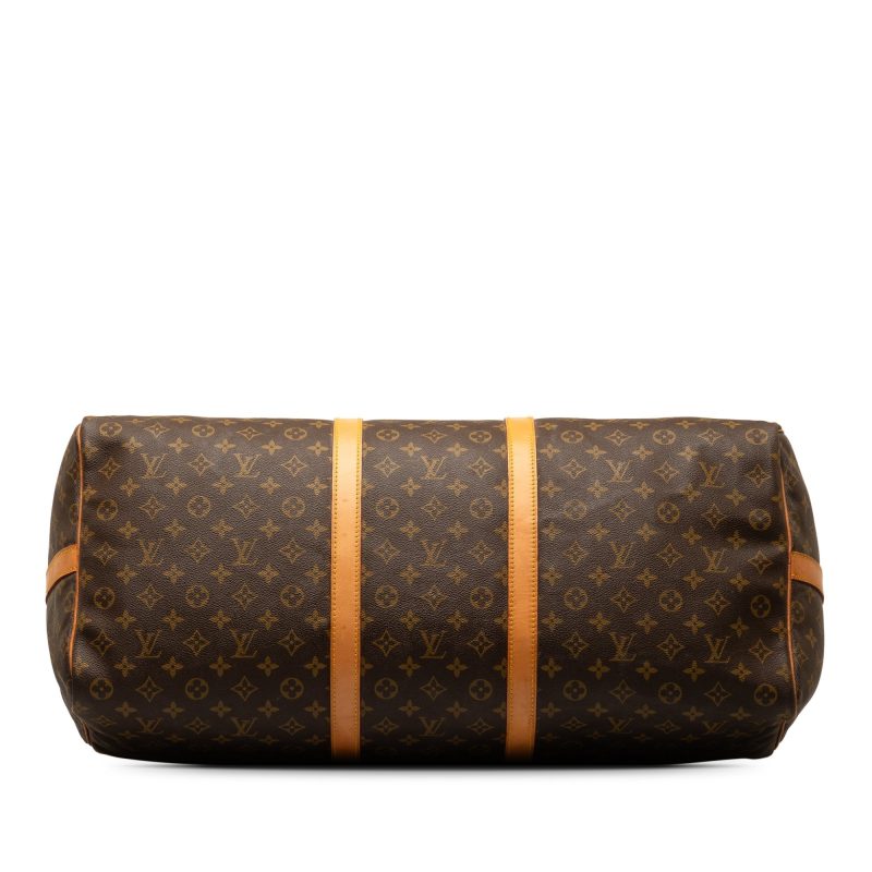 Brown Louis Vuitton Monogram Keepall Bandouliere 60 Travel Bag - Image 4