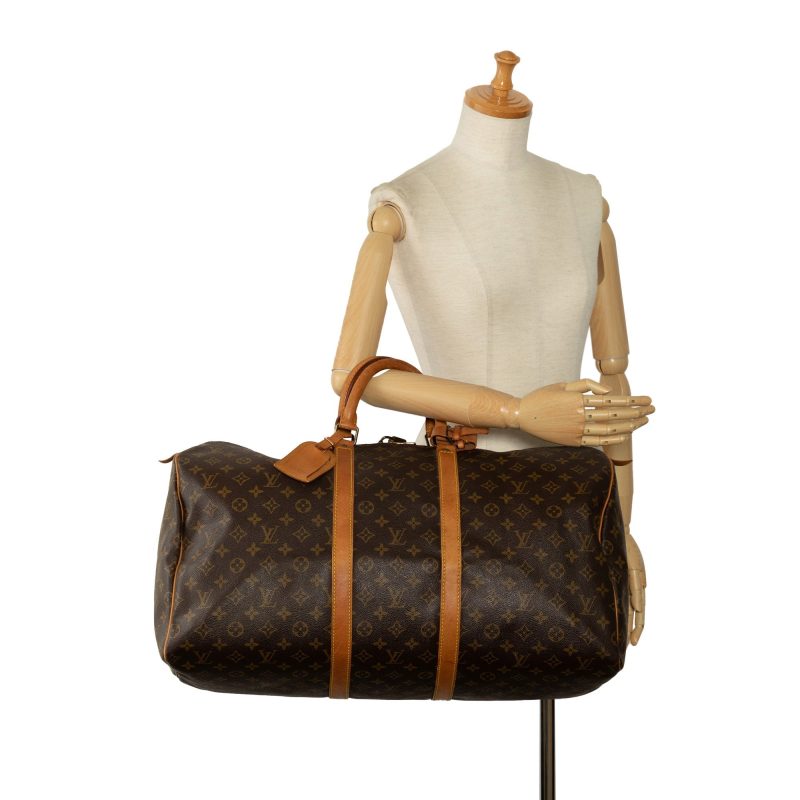 Brown Louis Vuitton Monogram Keepall 55 Travel Bag - Image 14