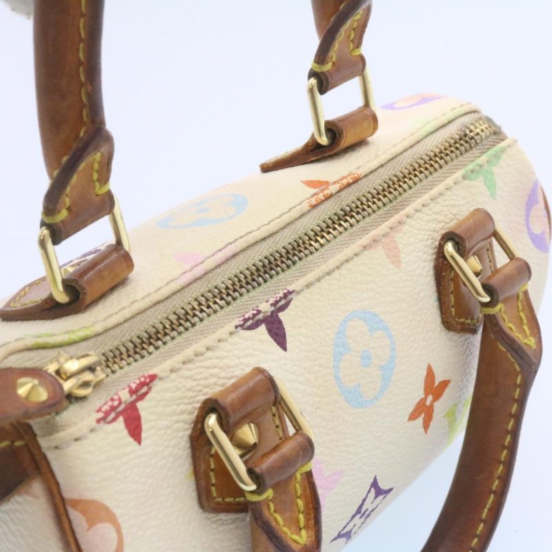 LOUIS VUITTON Monogram Multicolor Mini Speedy Hand Bag White M92645 Auth ar4404 - Image 6