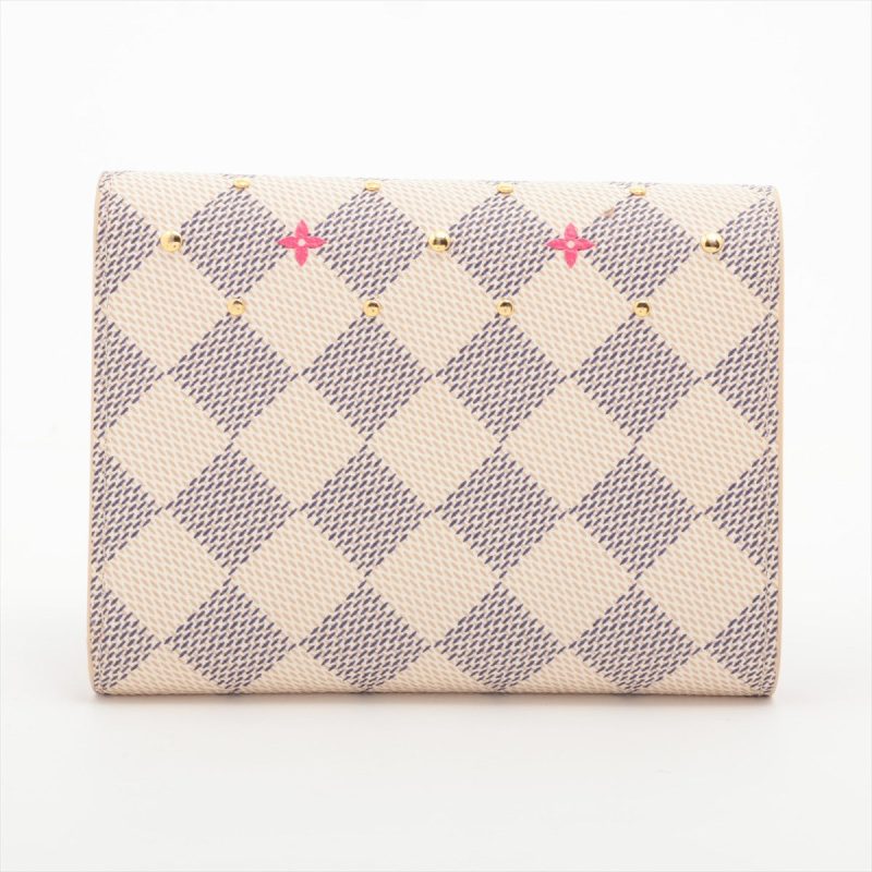Louis Vuitton Damier Azur Portfolio Victoria N64614 Pink Compact Wallet - Image 2