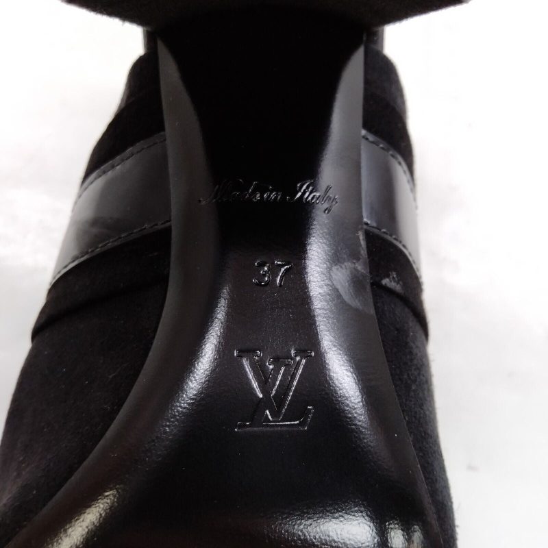 Louis Vuitton Black Suede Tassel Peep Toe Ankle Boots Size US 11 | EU 41 - Image 6