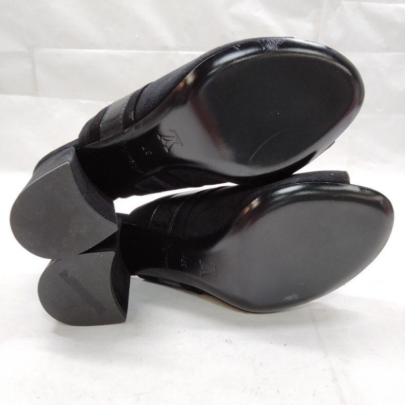 Louis Vuitton Black Suede Tassel Peep Toe Ankle Boots Size US 11 | EU 41 - Image 4