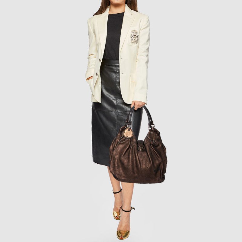 Louis Vuitton Bronze Monogram Mahina Leather L Bag - Image 2