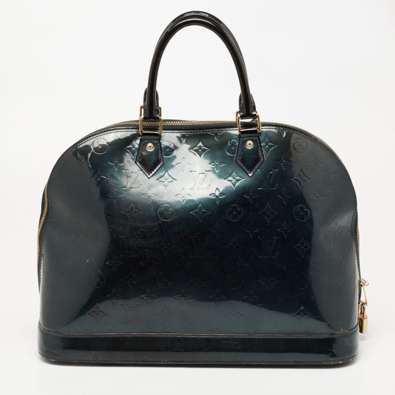 Louis Vuitton Blue Nuit Monogram Vernis Alma GM Bag - Image 4
