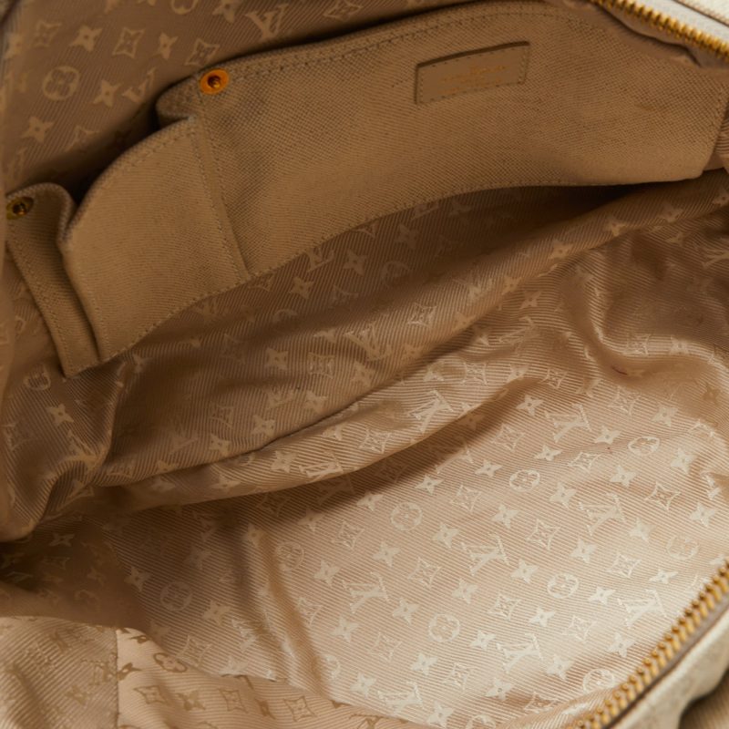 Louis Vuitton Cream Canvas Polka Dot Panama Bowly Bag - Image 7