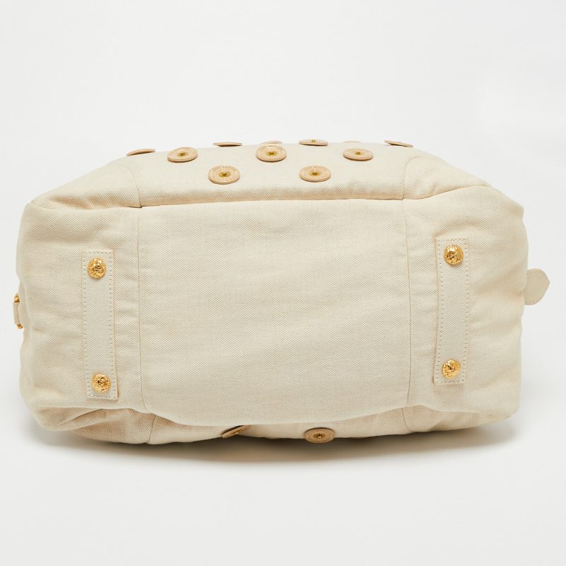 Louis Vuitton Cream Canvas Polka Dot Panama Bowly Bag - Image 6