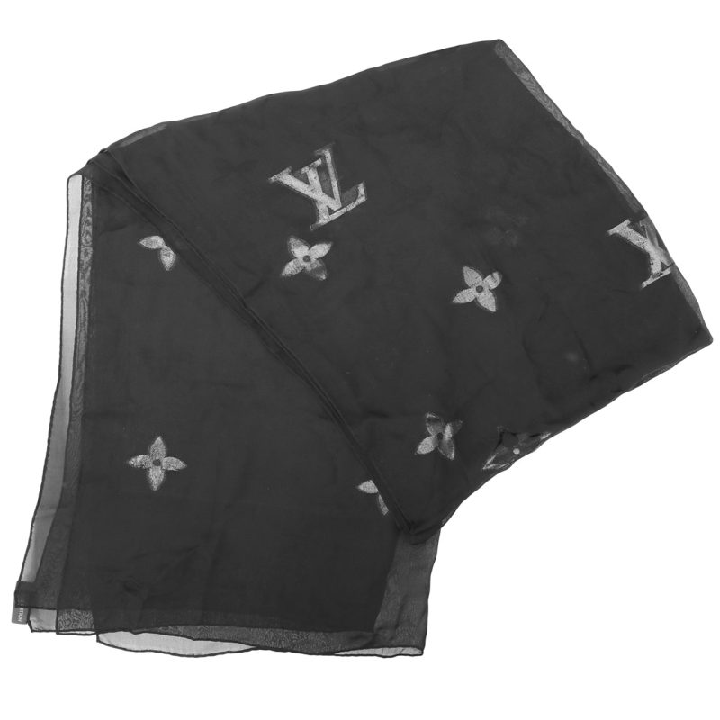 Louis Vuitton Black Fleur De Monogram Sheer Scarf