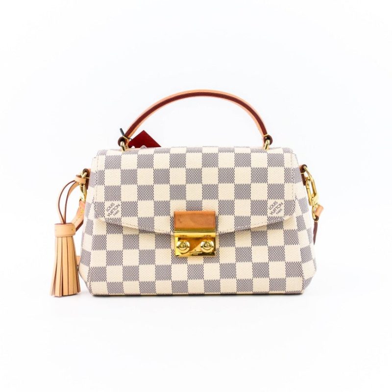 LOUIS VUITTON Croisette Damier Azur Satchel Crossbody Bag White