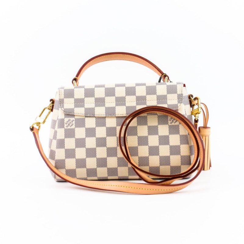 LOUIS VUITTON Croisette Damier Azur Satchel Crossbody Bag White - Image 3