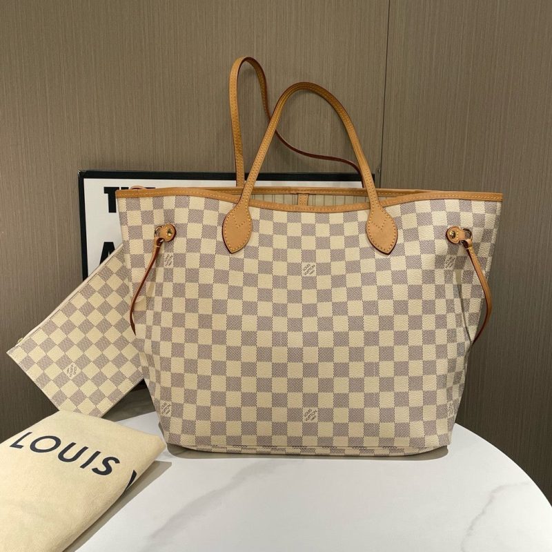 Louis Vuitton Damier Azur Neverfull MM Tote Bag Hand Bag N51107